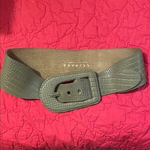 Express Olive Croc-Patterned leather Belt